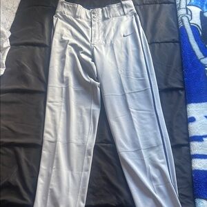 Nike Men's Gray Baseball Pants with Blue Piping